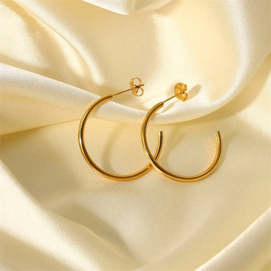 Gold C Shape Hoops