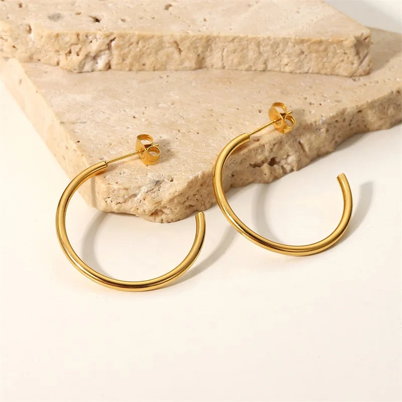 Gold C Shape Hoops