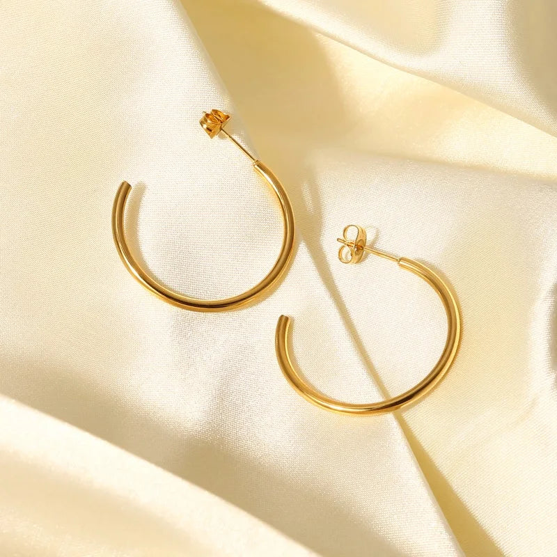 Gold C Shape Hoops