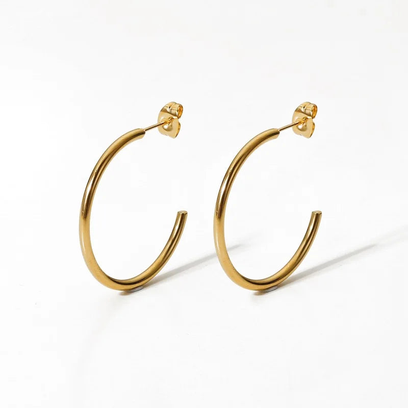 Gold C Shape Hoops