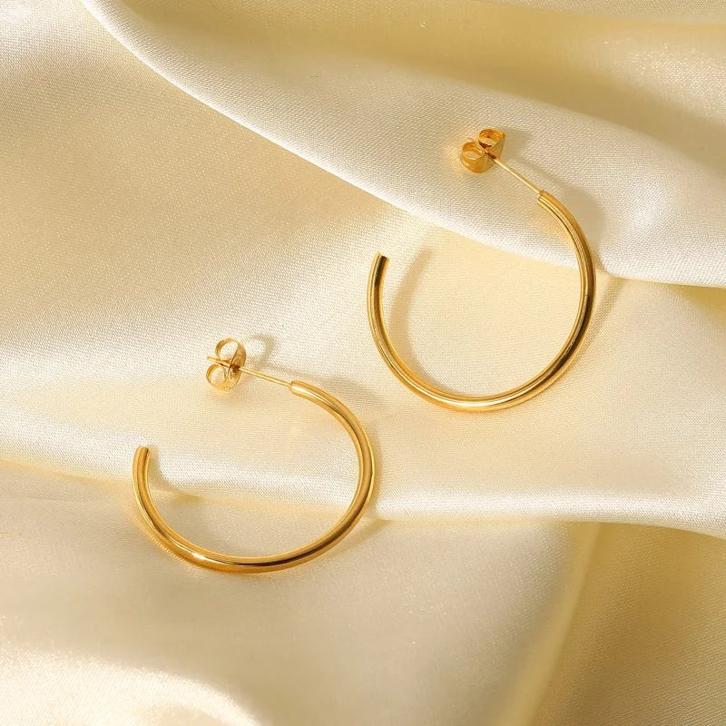 Gold C Shape Hoops