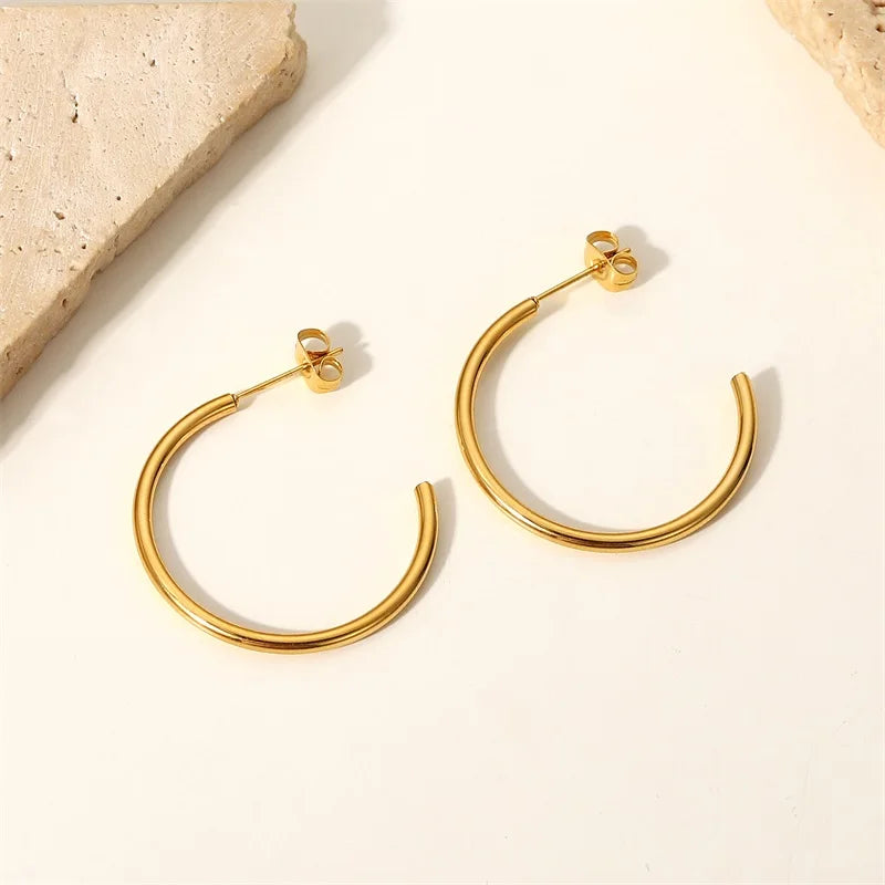 Gold C Shape Hoops