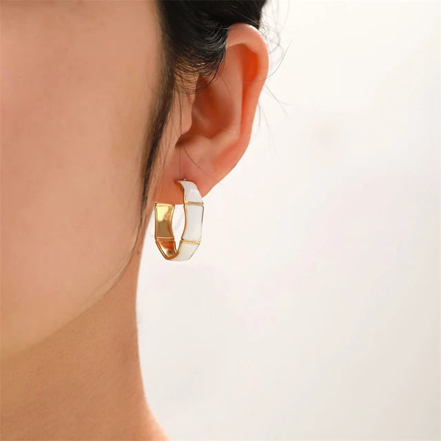 Bamboo styled Drip Oil Earring