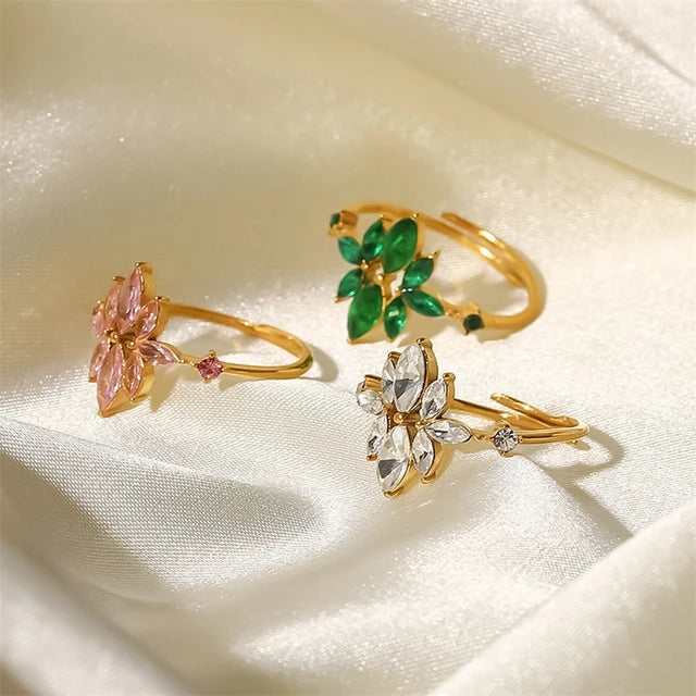 Thin Flower Zirconia Ring