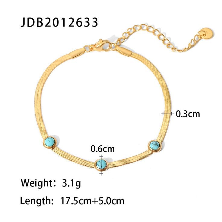 Versatile Three Round Turquoise Flat Snake Bracelet