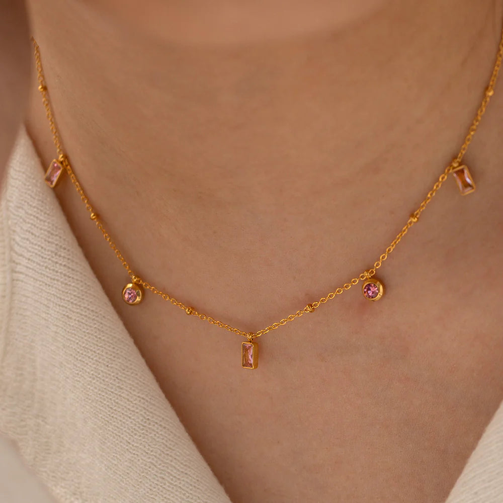 Pink zircon necklace