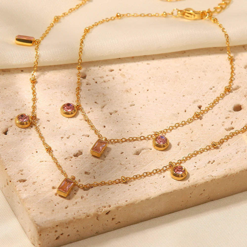 Pink zircon necklace