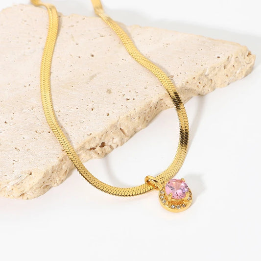 Pink Zircon Snake Chain