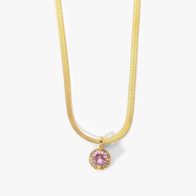 Pink Zircon Snake Chain