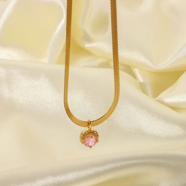 Pink Zircon Snake Chain