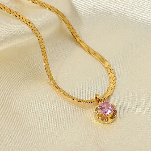 Pink Zircon Snake Chain