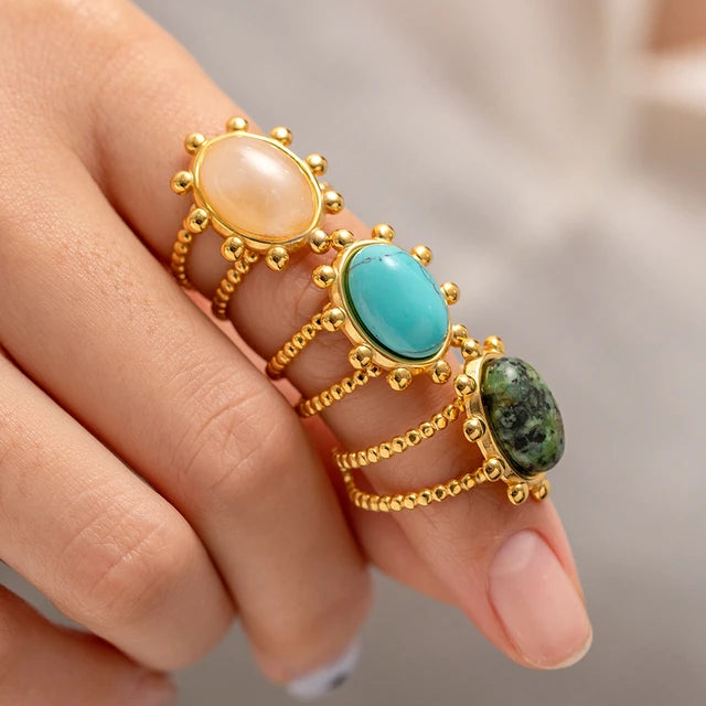 African Turquoise Boho Ring