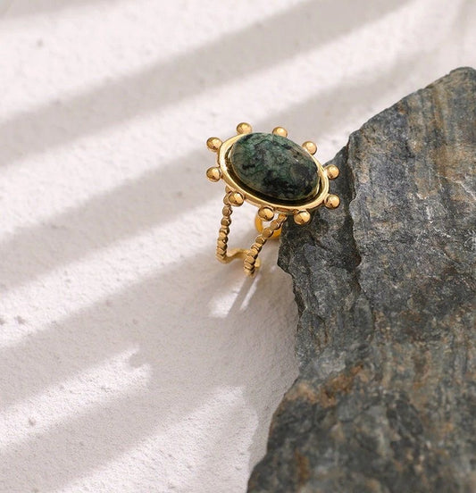 African Turquoise Boho Ring