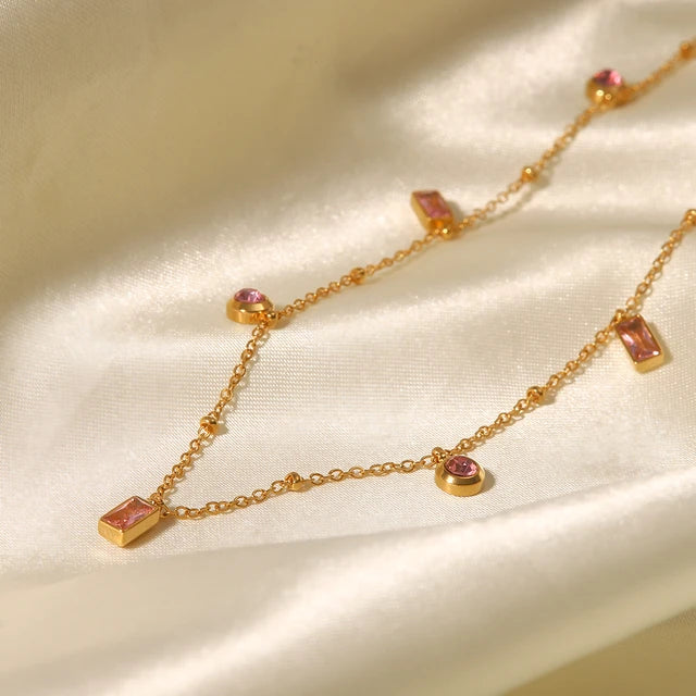 Pink zircon necklace