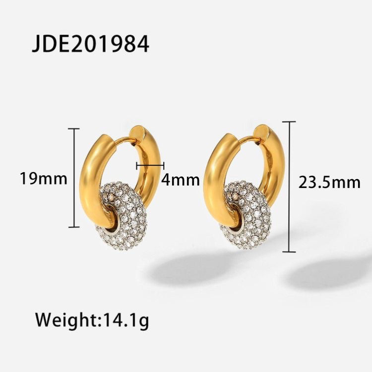 Zircon Hoop Drop Earring