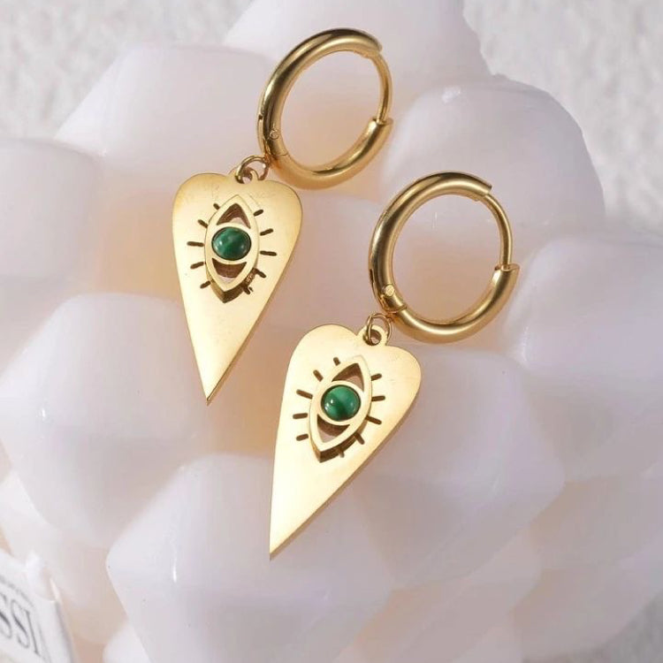 Malachite Evil eye earring