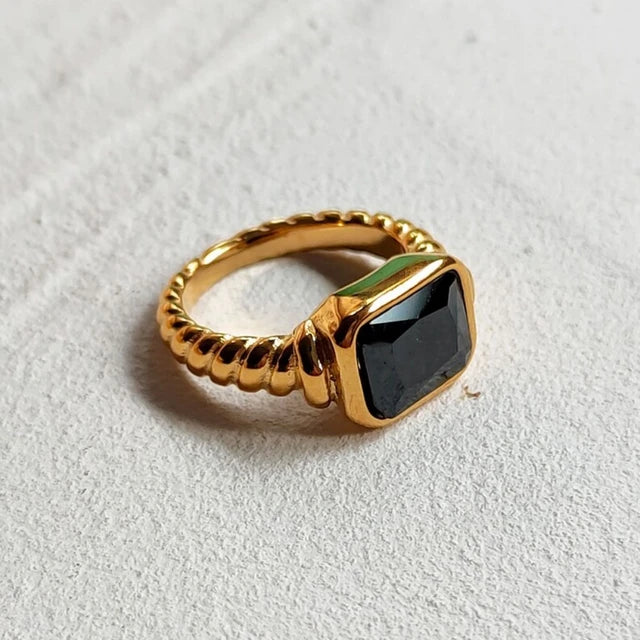 Black Twisted Croissant Ring