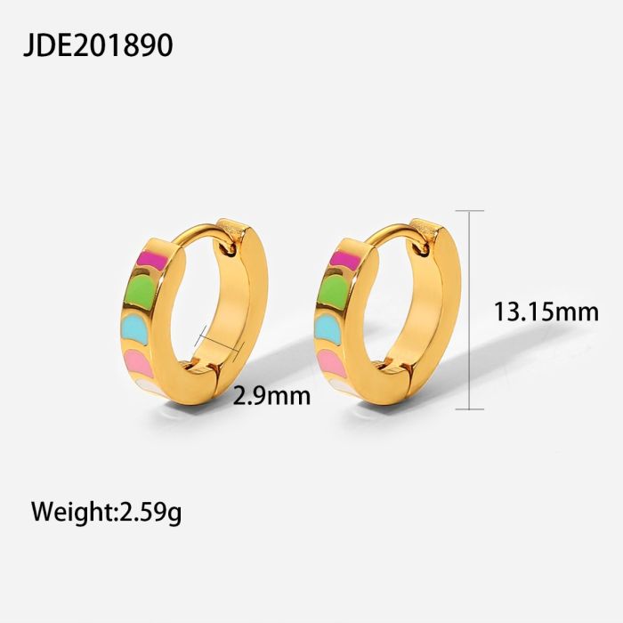 Retro Color Oil Dripping Women's Stainless Steel Hoop Earrings